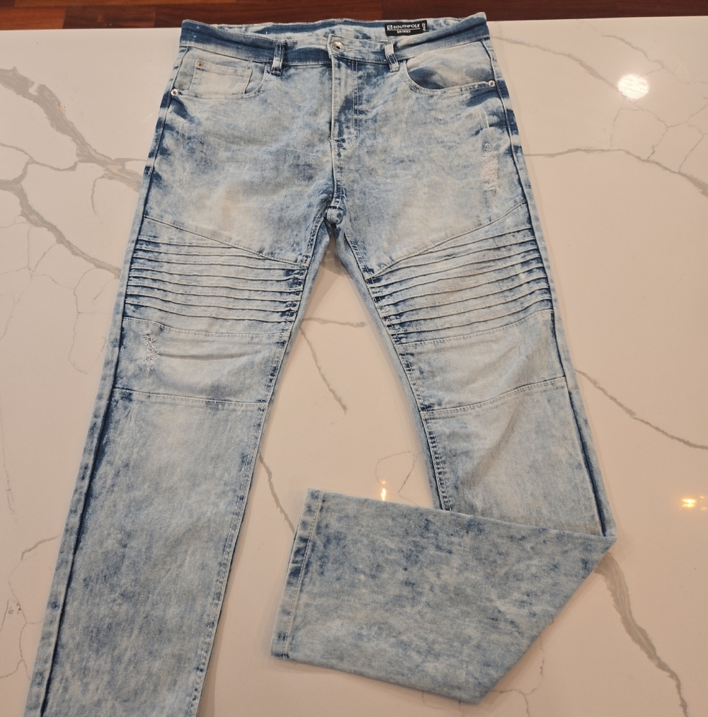 South Pole Skinny Distressed Light Wash Jeans Mens Size 34